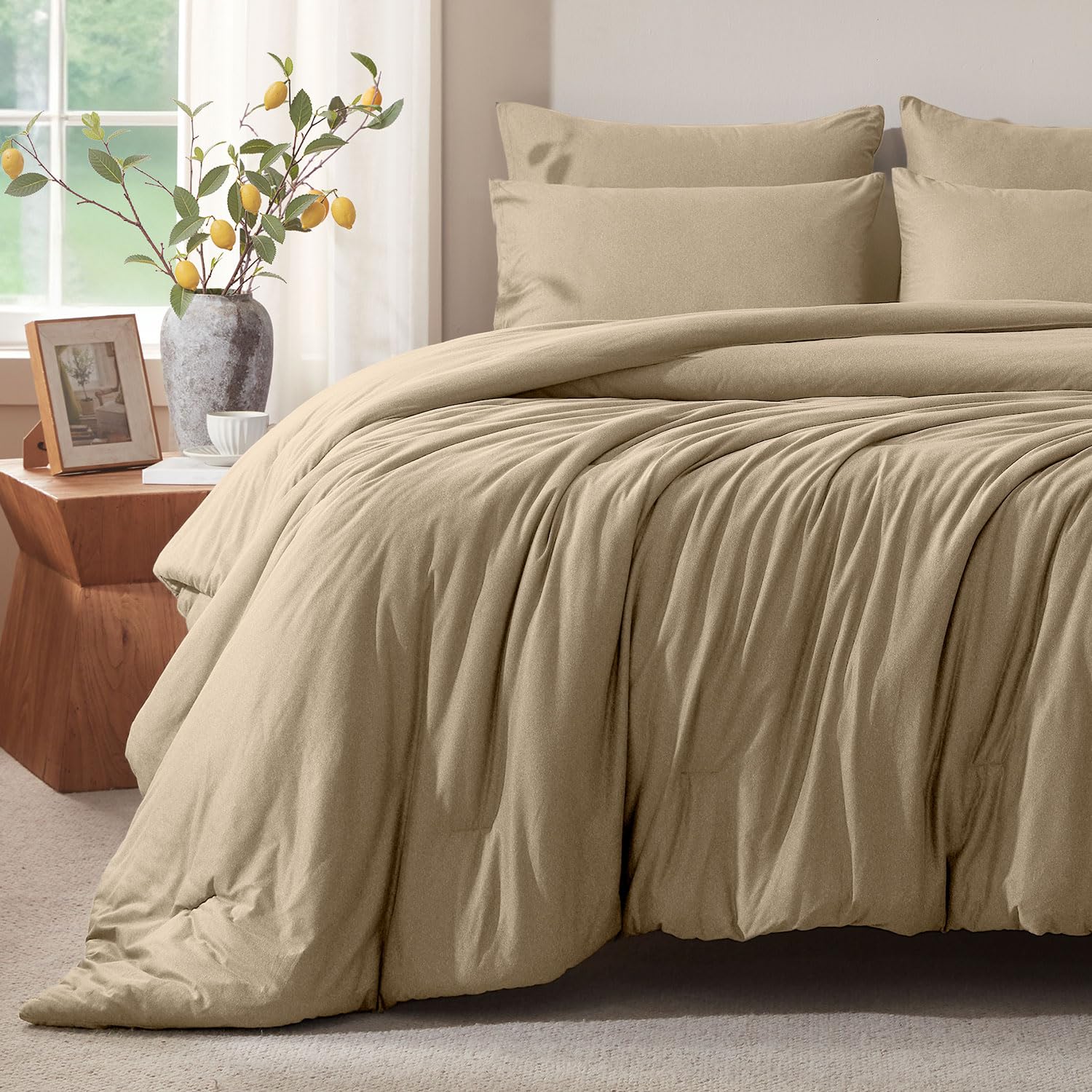 Queen Comforter Set, Ultra-Soft Jersey Knit 3 Piece Bedding Sets
