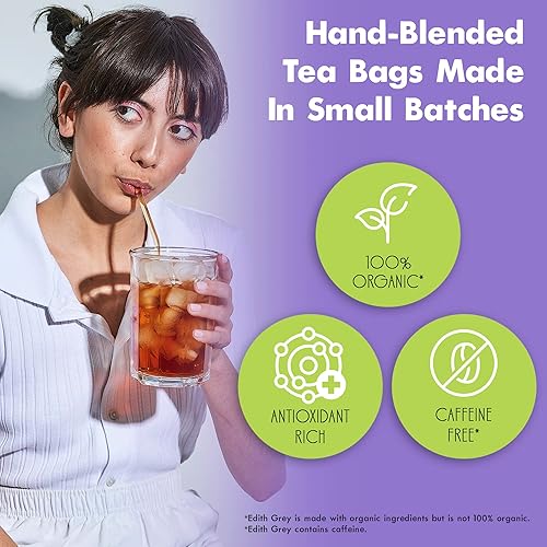 Miniatura 4 de Big Heart Tea Co. Juego de muestras de bolsas de té, té de hierbas ayurvédicas orgánicas certificadas, hierbas molidas en lotes pequeños, flores,