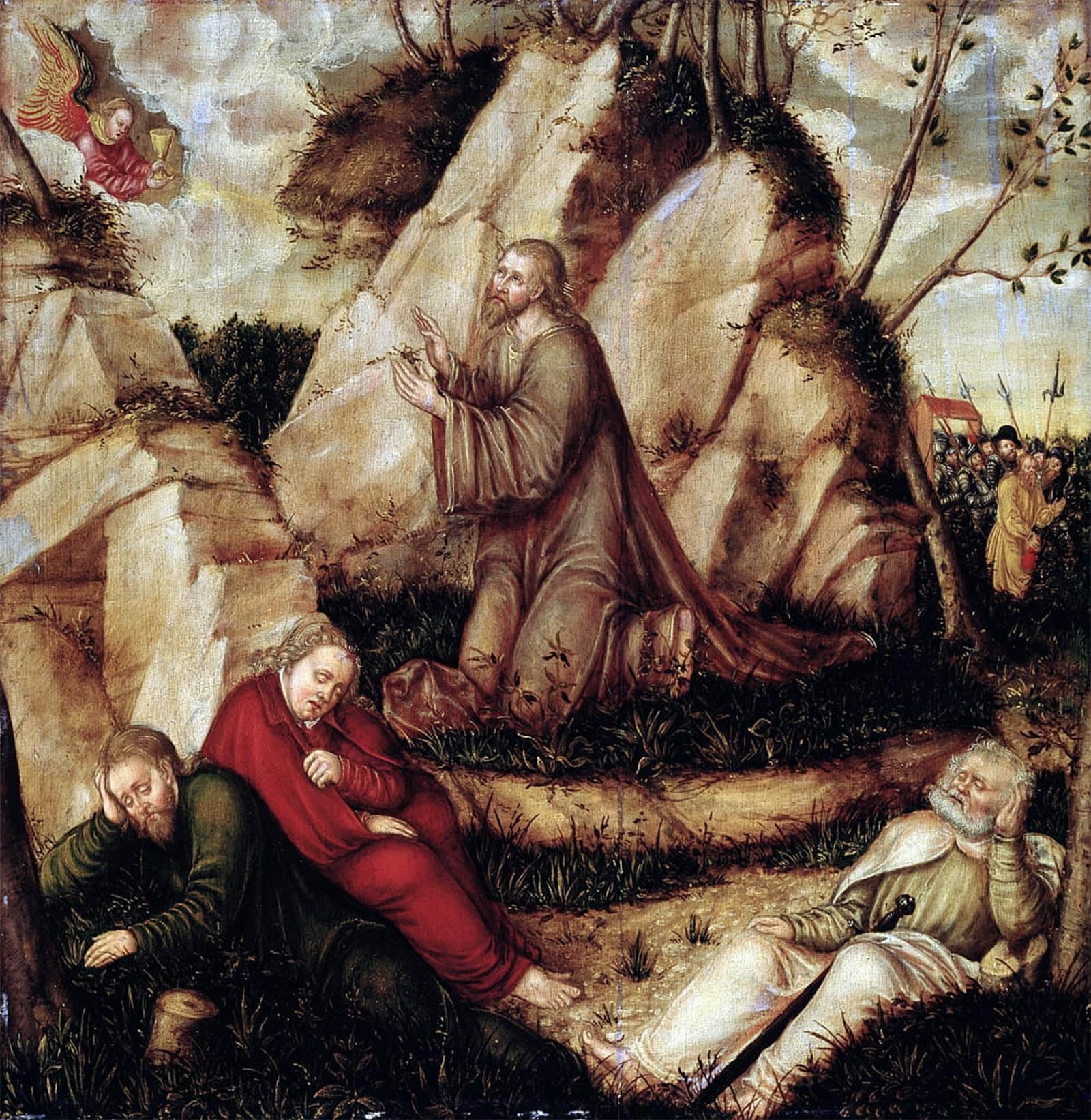 SERENDIPITP Abstract Painting Mural Print Picture Wall Decor Painting the Agony in the Garden by Lucas Cranach the Elder Vintage Wall Artwork for Home Decor 60x90cm