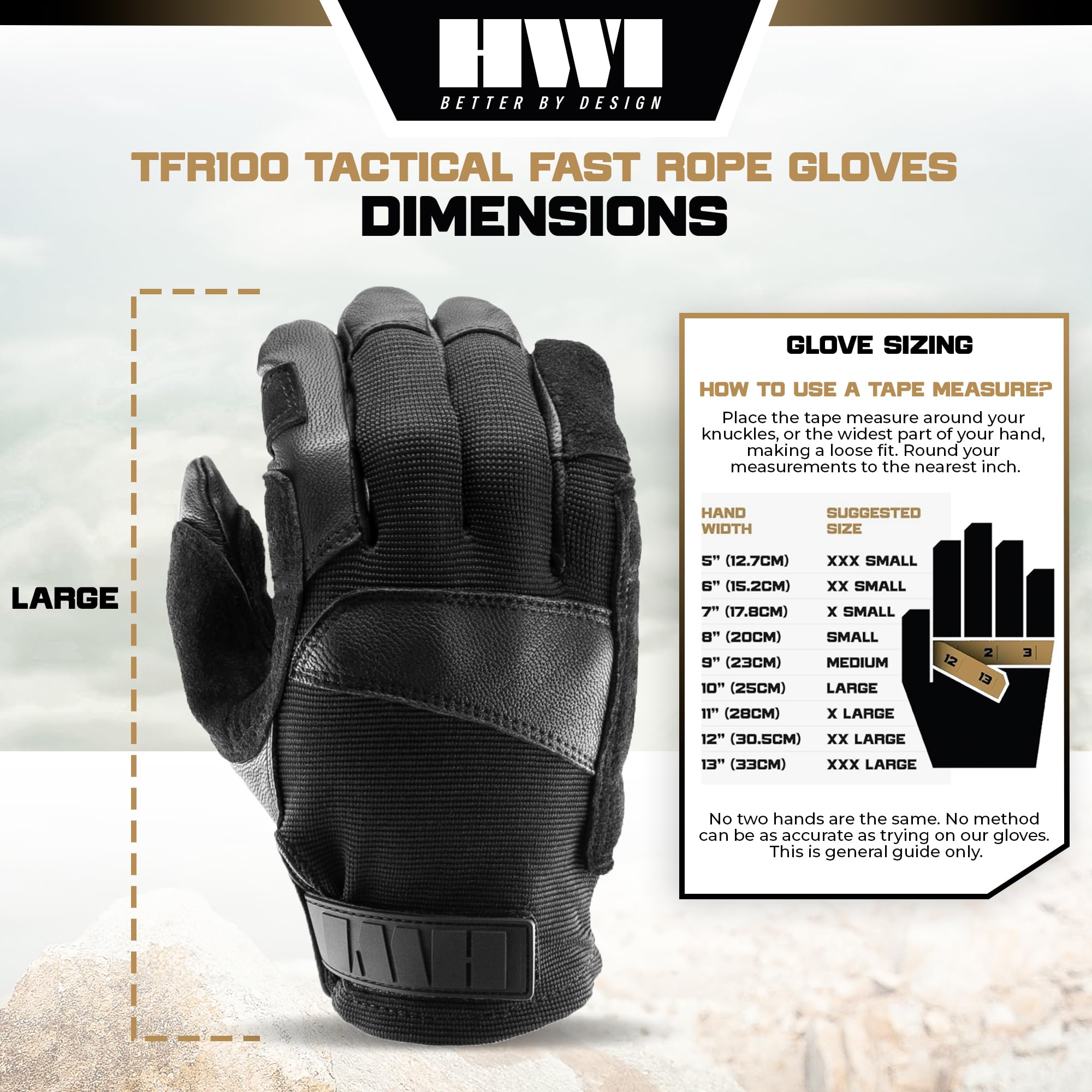 Amazon.com: HWI Gear TFR100 Tactical Fast Rope Glove, Thick