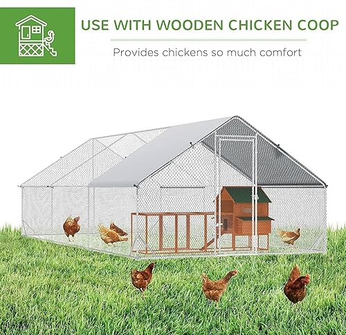 Miniatura 4 de Jaula grande de metal para gallinero de corral, gallinero resistente para patio, con cubierta impermeable y anti-UV para uso en granja al aire libre