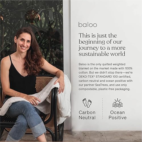 Miniatura 8 de Baloo - Manta pesada para adultos 12 lb (42"x72"), color Silver Sage 100% algodón Lavable a máquina y apta para secadora Relleno