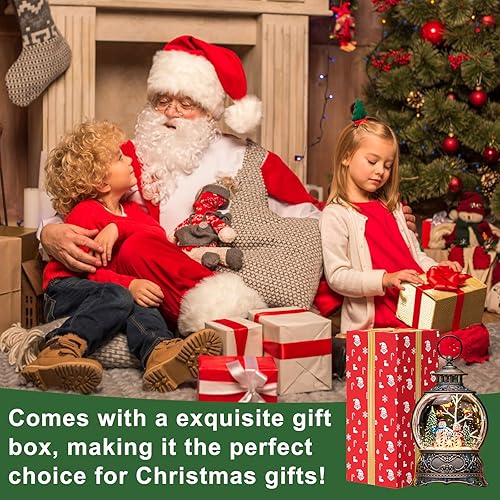 Miniatura 45 de Globo de nieve de Navidad, escena cardenal iluminada, linterna musical de agua de nieve, decoración navideña brillante y regalo para familiares