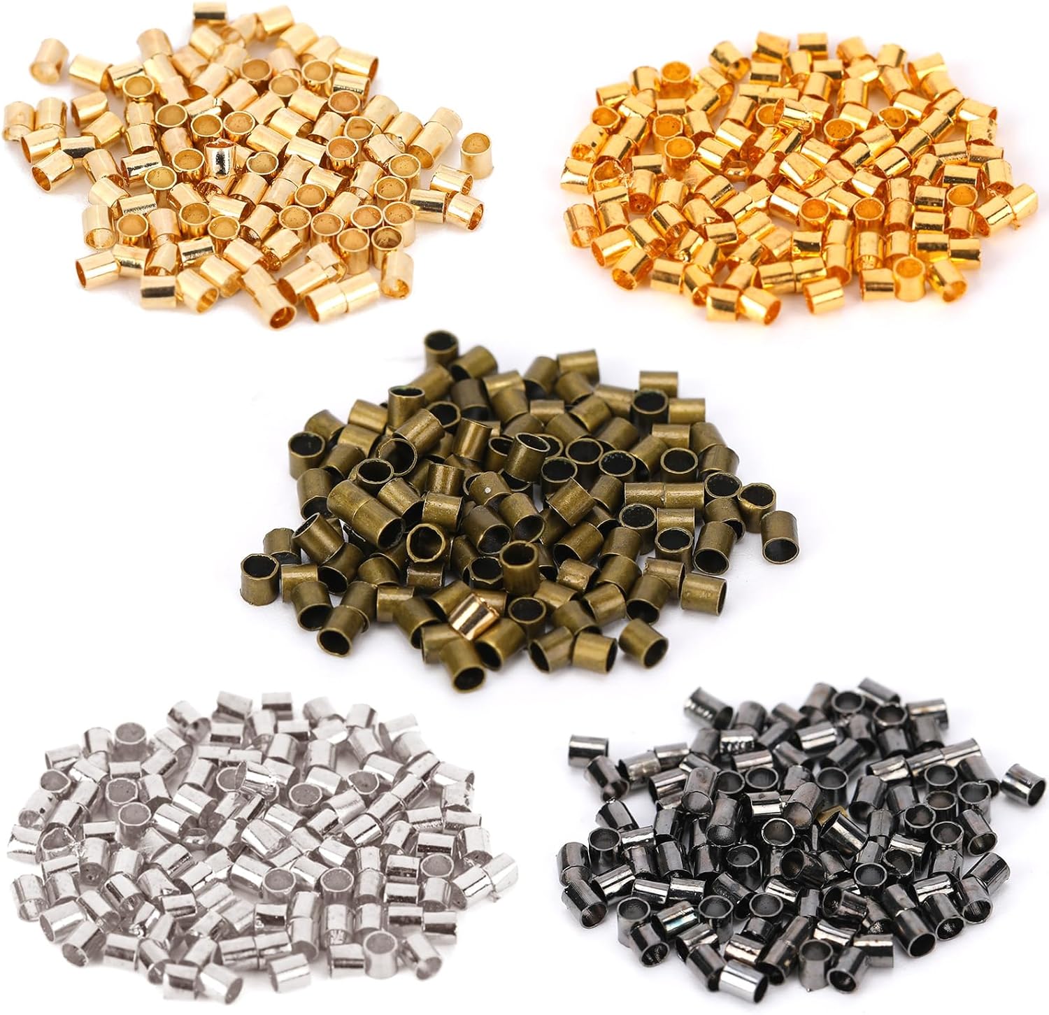 500Pcs Crimp Tubes Crimping Beads for Jewelry Making, Crimp