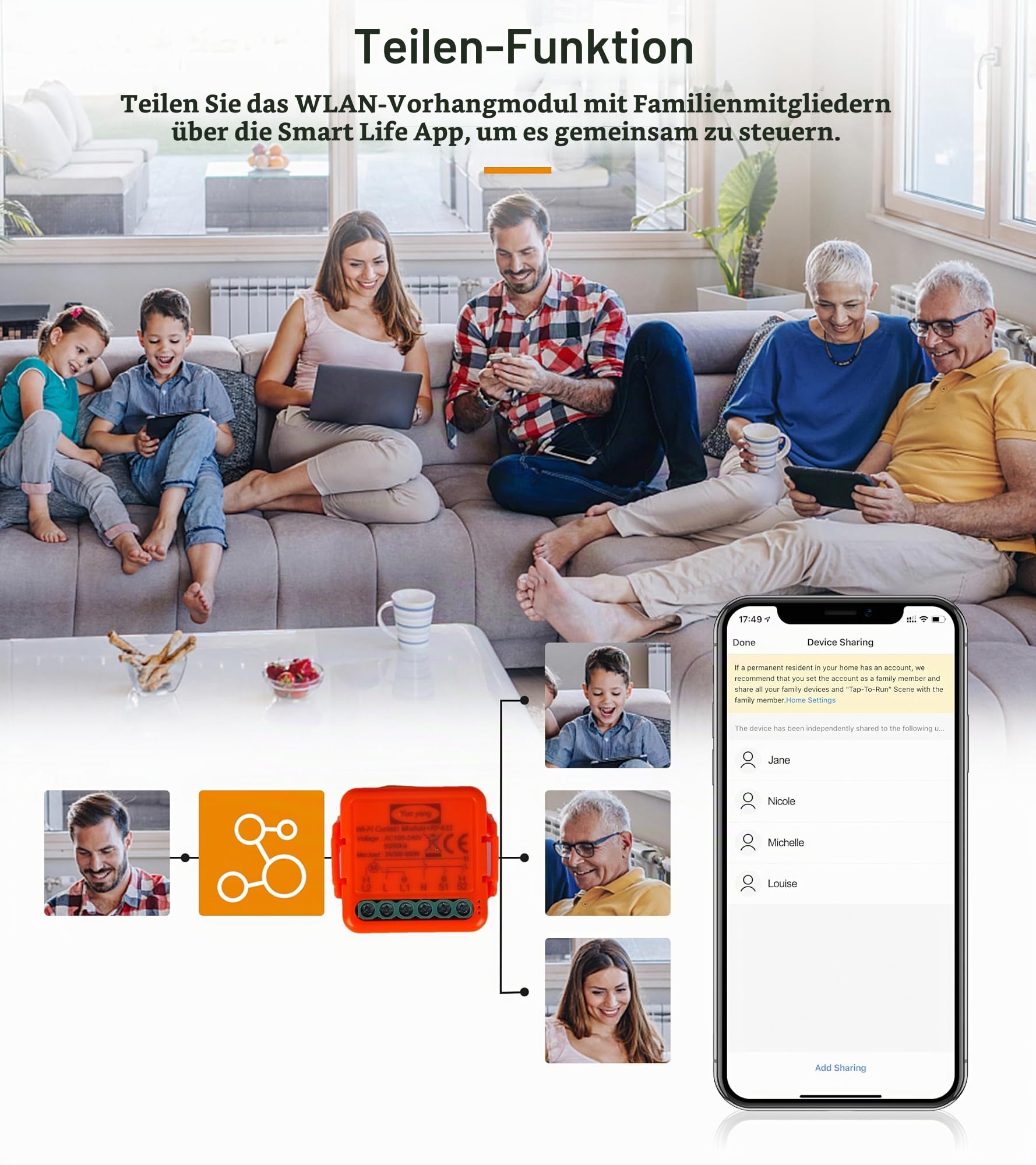 WLAN + RF-Rollladenschalter-Steuermodul für elektrische Rollläden, Sprachsteuerung mit Alexa und Google Home, Smart Life Control, unterstützt RF-Fernbedienung 433 MHz (2) (2)
