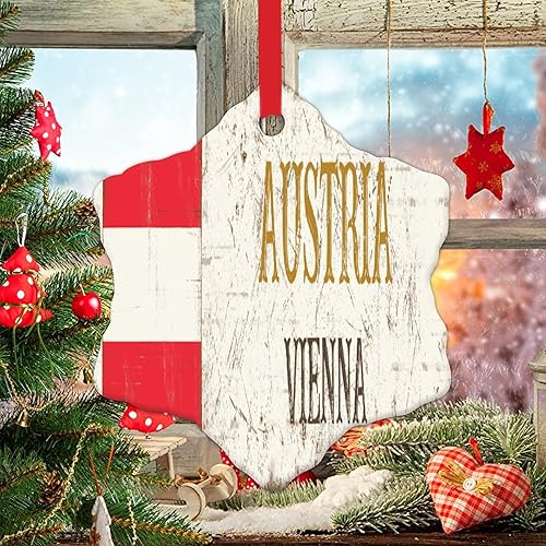 WoGuangis Adorno colgante de árbol de Navidad de Viena Austria Adorno colgante de Navidad Nacional País Adornos de Navidad de cerámica Recuerdo
