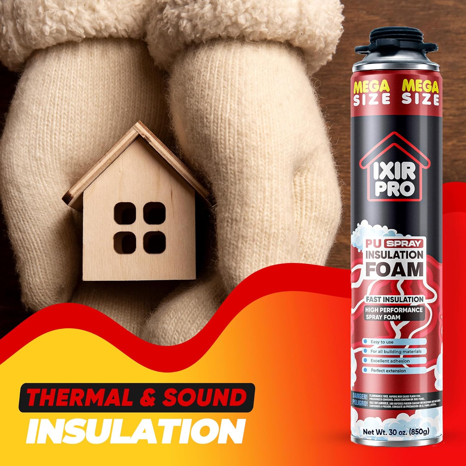 ixirpro Spray Foam Insulation Kit (216 PK Kit-30oz, 4968 Board ft/sq.ft) Expanding Sealant, Spray Foam, Mega Size Closed Cell Heat Acoustic Insulation, High Density, Cleaner, Gun