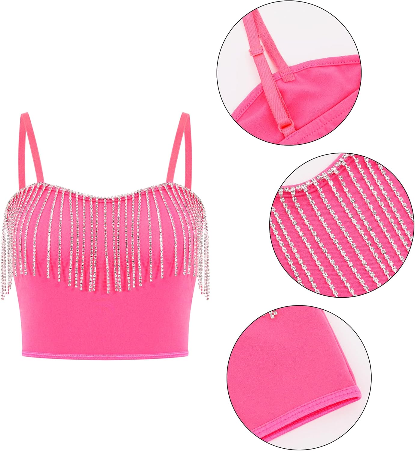 Erinaco Women's Rhinestone Diamond Tank Top Color Beaded Sling Tube Top Bustier Vest Crop Top Sexy Corset Bra Summer - Image 5