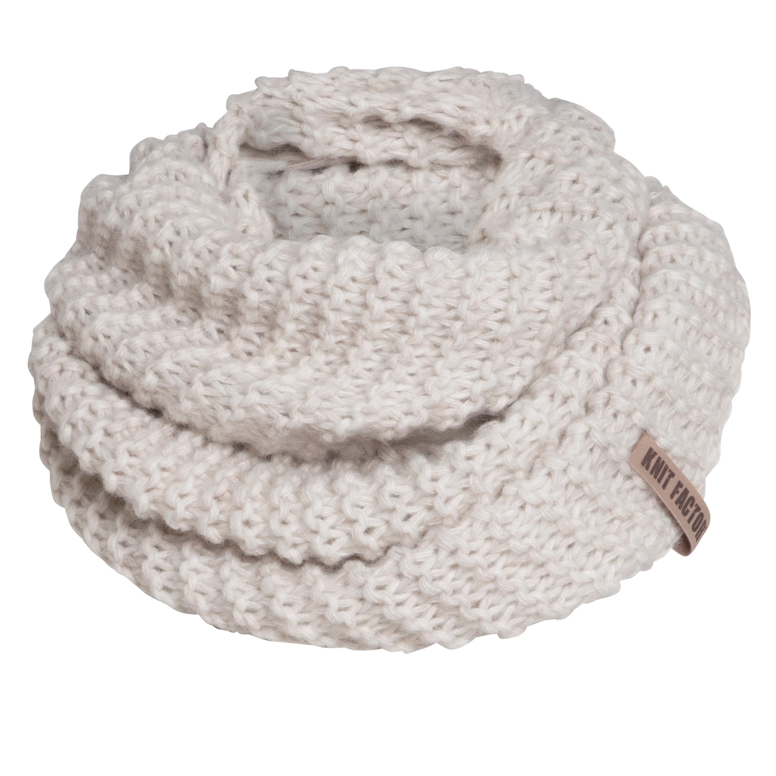 KNIT FACTORY - Alex Loop Schal - Schlauchschal - Winterschal - Rundschal - Herrenschal - Damenschal - Wollschal - Grob gestrickten Rippenmuster - Für Damen und Herren - Beige