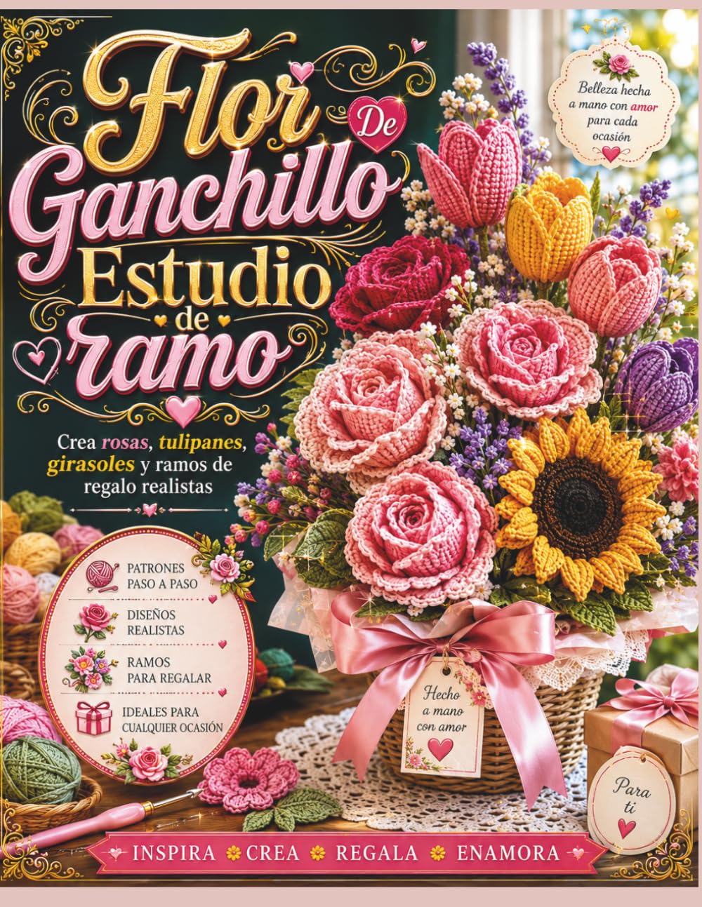 Flor De GanchilloEstudi o de ramo: Crea rosas, tulipanes, girasoles y ramos de regalo realistas