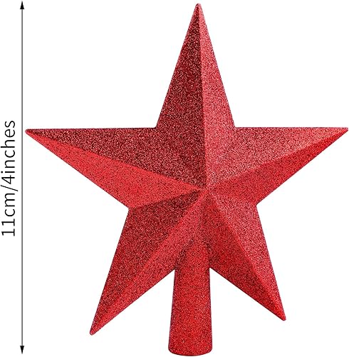 Miniatura 2 de URATOT - Adorno decorativo para copa de árbol de Navidad, diseño de estrella brillante con purpurina, inastillable