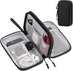 Arae Electronic Organizer, Travel Cable Organizer, Double Layers Portable Waterproof Pouch, Electronic Accessories Storage Case for Cable, Cord, Charger, Phone, Earphone (Black, M)