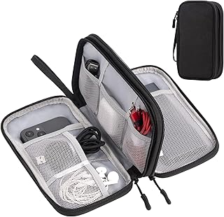 Elektronik Zubehör Organizer, Kabeltasche Travel Essentials, Doppelschicht Reise Kabel Tasche, Electronic Accessories für Ladegerät, USB, SD Karten (Schwarz, M)