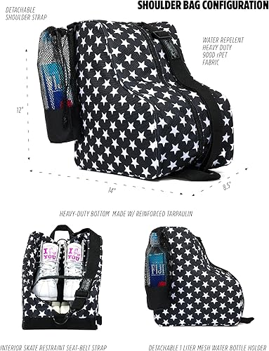 Miniatura 4 de Fydelity Lindas bolsas para patinaje sobre ruedas para mujeres bolsa ideal para patinaje cuádruple o bolsas de patines para niñas uso como bolsa de