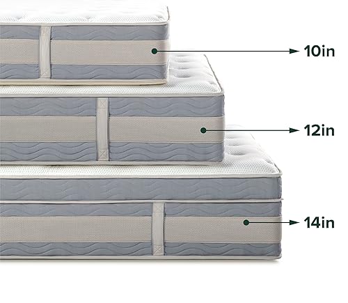 Miniatura 10 de Zinus - Colchón híbrido acolchado de enfriamiento Comfort Support de 12 pulgadas, resortes interiores ensacados para aislar el movimiento, soporte