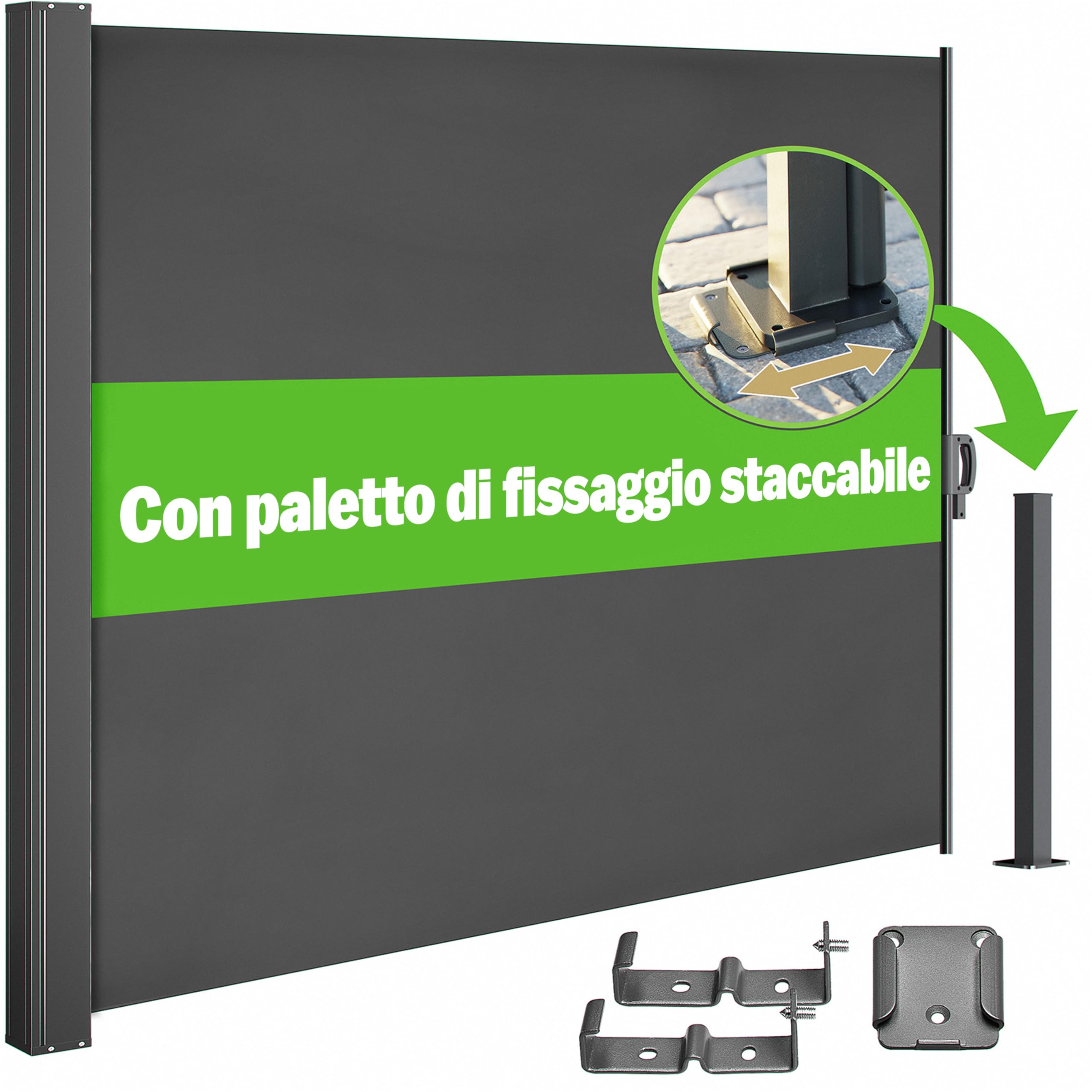 Casaria Tenda Parasole Laterale Nosara 160x300cm Estensibile Antracite | Opaca, Copertura, Separe, Privacy, Frangivento, Balcone, Idrorepellente, Retrattile, Montaggio a Parete, Fissaggio a Terra