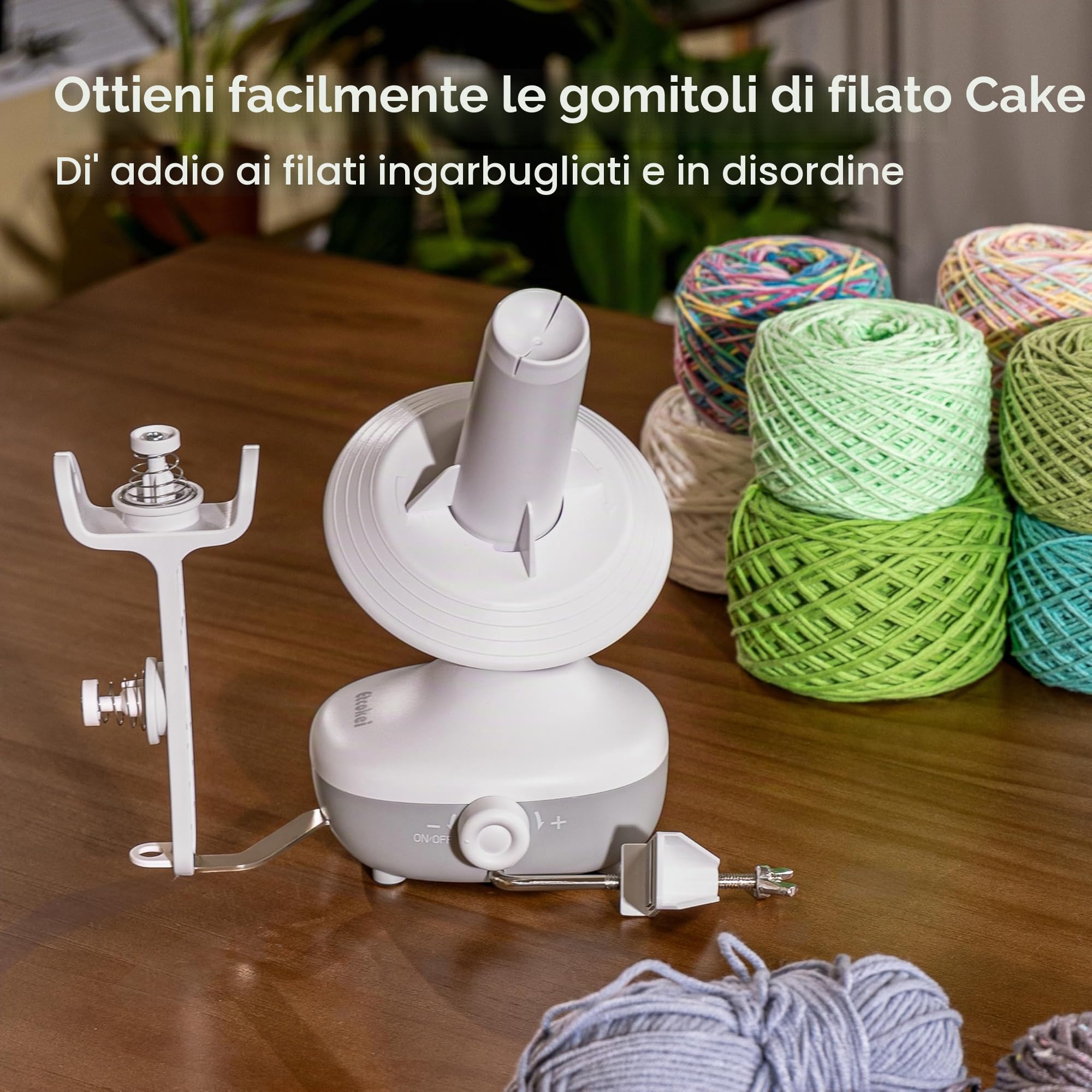Avvolgitore di filati, avvolgitore elettrico di gomitoli per l'uncinetto, avvolgitore compatto di torte di filati con forte tensione a velocità costante, avvolgitore automatico di lana