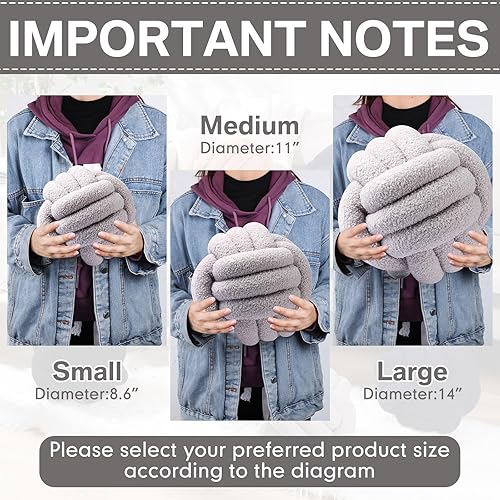 Miniatura 6 de Namalu 2 almohadas de nudo decorativas para el hogar, redondas, de felpa, con círculos anudados, suaves para habitación, sofá, hogar, cama y suelo