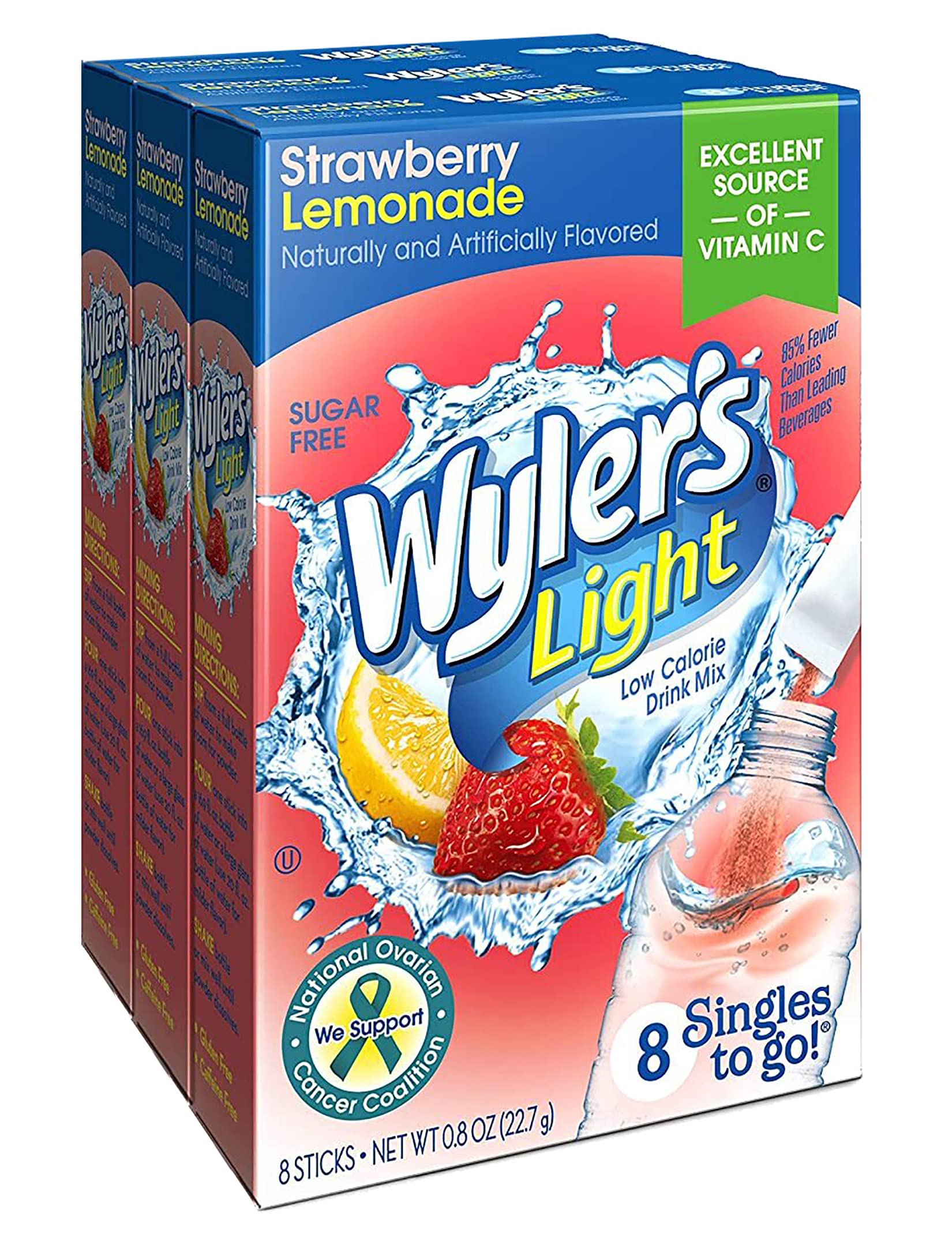 Wyler's Light Singles To Go Powder Packets, Water Drink Mix, Strawberry