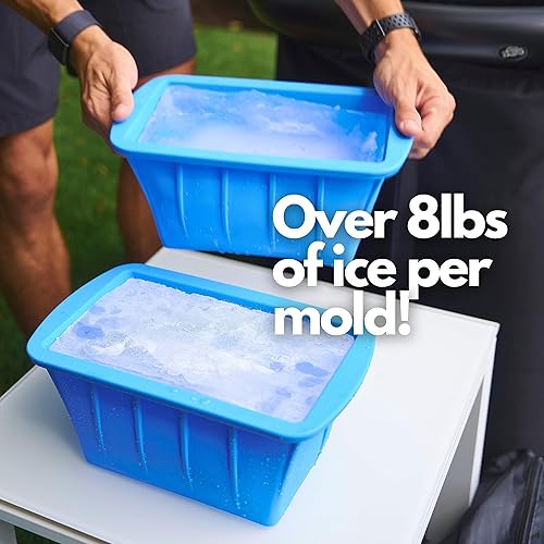 Miniatura 2 de Molde de bloque de hielo extragrande, paquete de 2, bloque de hielo de 8 libras, máquina de hielo para inmersión en frío o enfriadores, moldes de