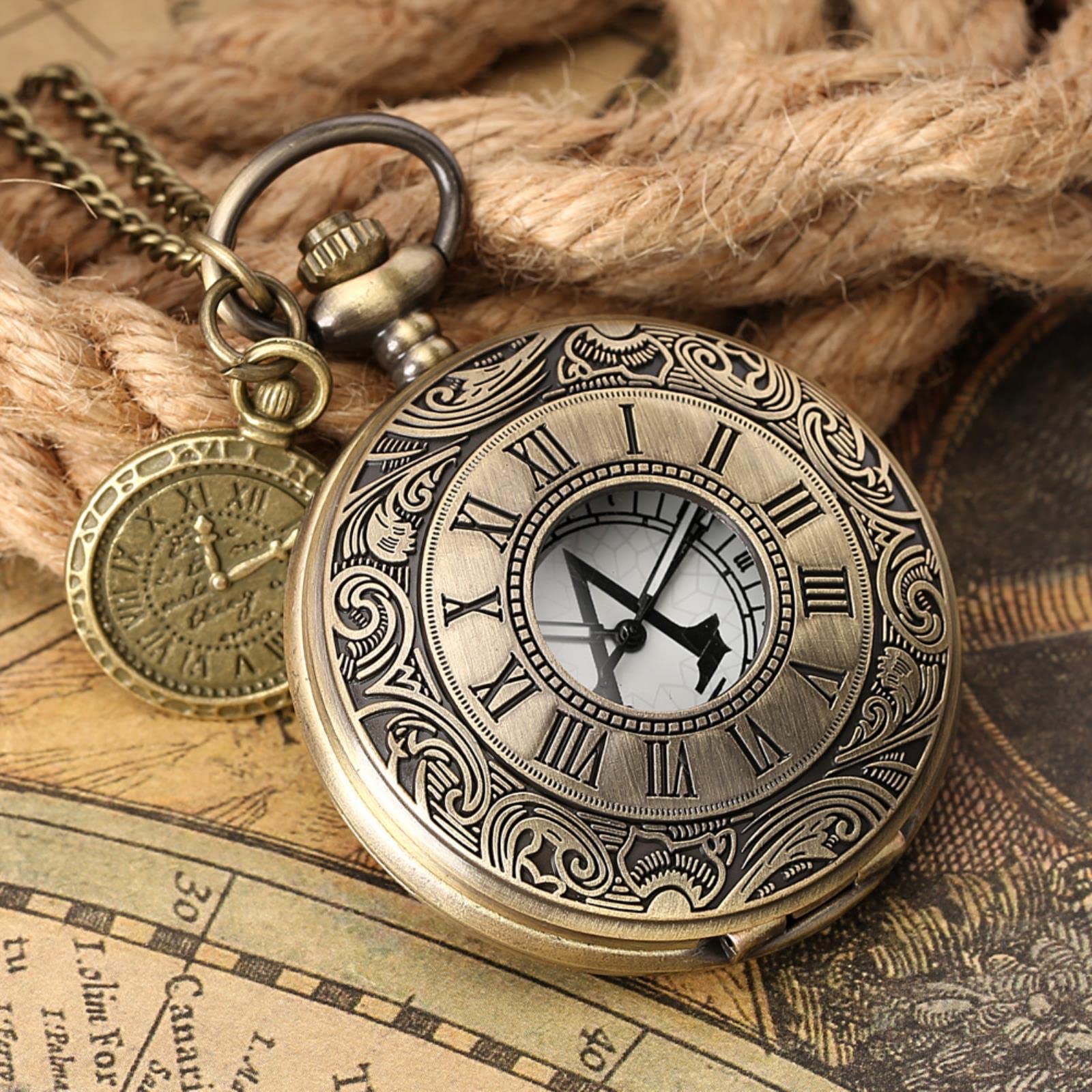 1 szt. Antique Hollow Assassin's Creed Dial Steampunk Cyfry rzymskie Naszyjnik Wisiorek-,Zegarki kieszonkowe