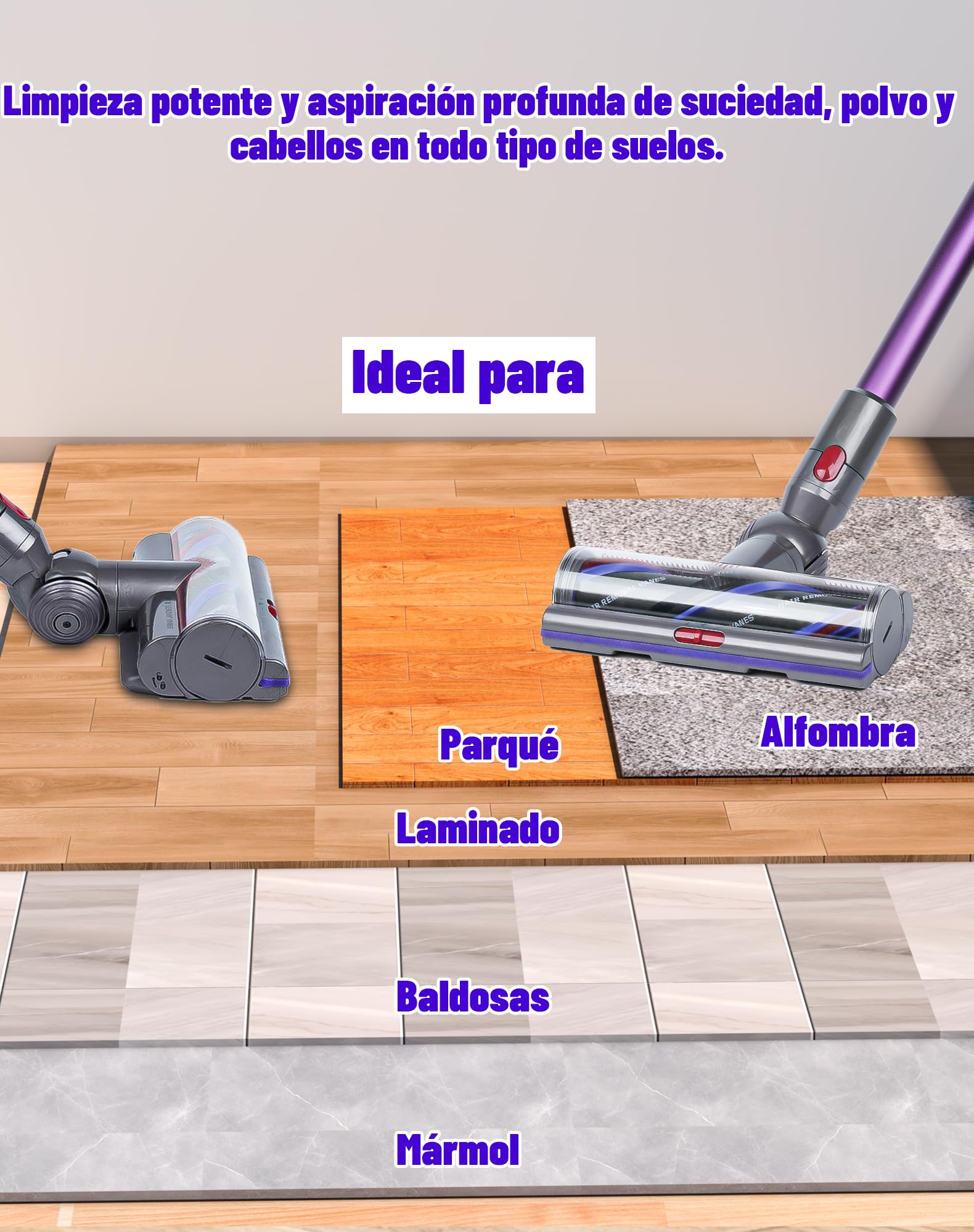 Cepillo High Torque para Dyson V11 V10 V15 V8 V7 Cepillo Motorizado SV10 SV11 SV12 SV14 SV15 Cepillo de Cabezal para Dyson Repuestos, anti-enredos & succión ajustable, para parquet y alfombras