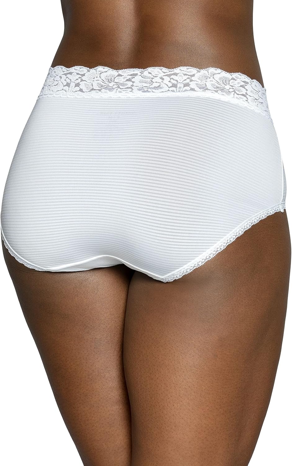 Vanity Fair Flattering Lace Panties: Lightweight & Silky with Superior Stretch, Brief, 3 Pack - Black/White/Beige, 7 - Image 3