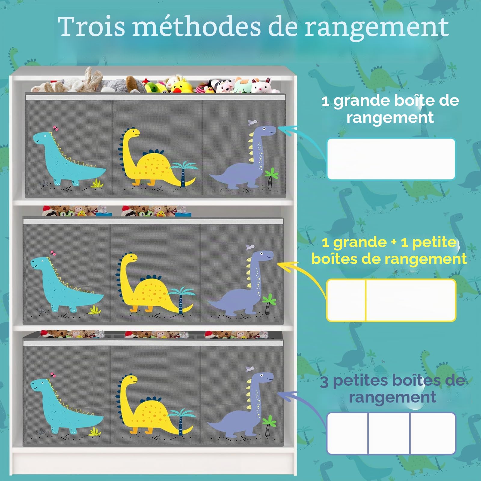 Boîte de rangement à jouets avec couvercle - Extra large - Boîte de rangement pour enfants - Pliable - Avec poignées - Cloison de rangement pour chambre d'enfant, vêtements, chambre à coucher