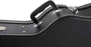 GEWA Guitar Case LP Model Flat Top Economy - Wooden Core - Flat Lid - Matte Black Faux Leather Cover - Chrome Locks - Accessory Compartment - Black Velvet Interior - Plastic Handle
