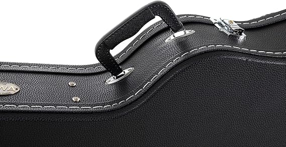 GEWA Guitar Case LP Model Flat Top Economy - Wooden Core - Flat Lid - Matte Black Faux Leather Cover - Chrome Locks - Accessory Compartment - Black Velvet Interior - Plastic Handle