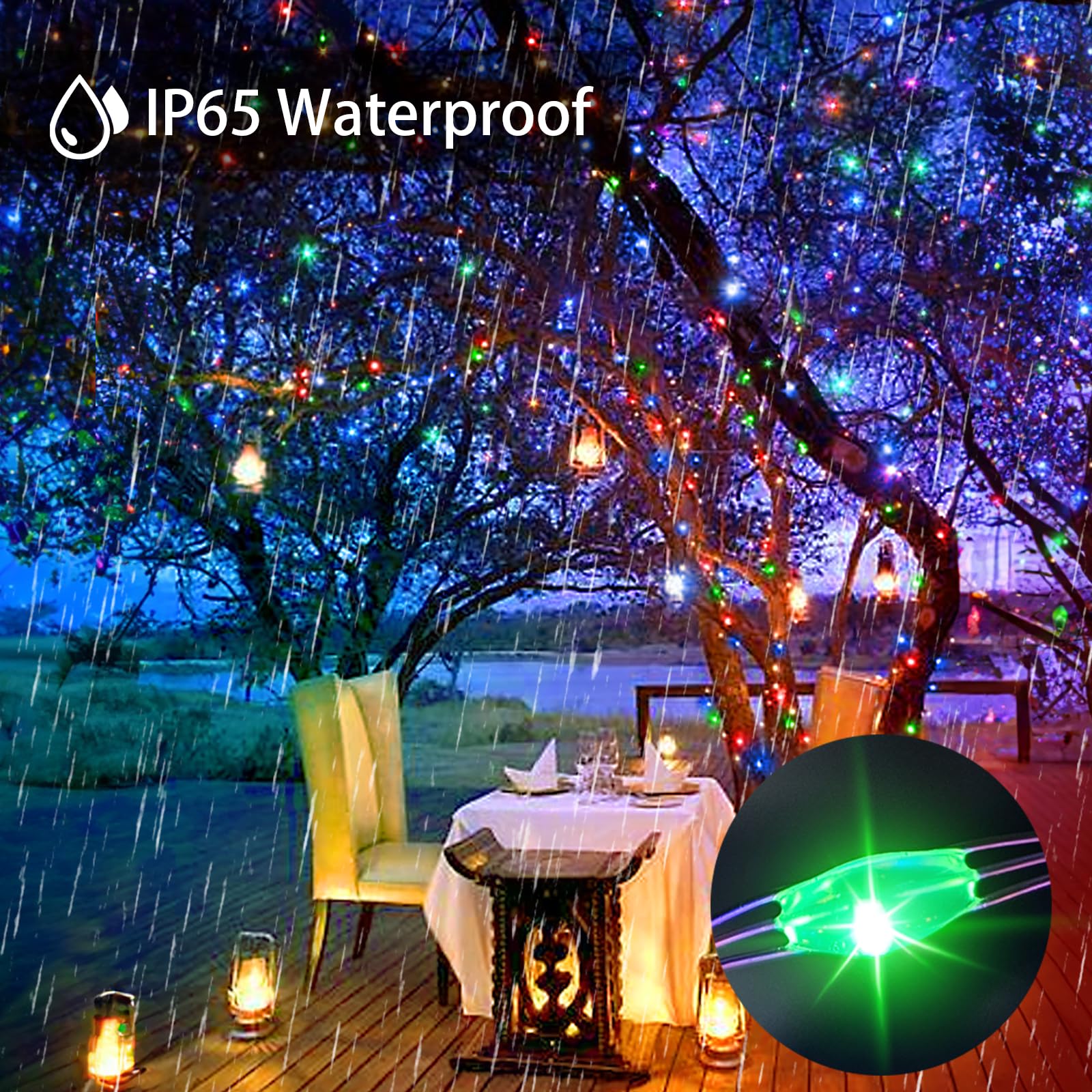 Luci natalizie da 1200 m, 1200 LED, luci natalizie per esterni, impermeabili, con timer, 8 modalità di memoria, luci scintillanti per vacanze, matrimoni, feste, giardino, multicolore