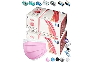 100PCS(2-Box) Light Pink Disposable Earloop Face Masks for Adults