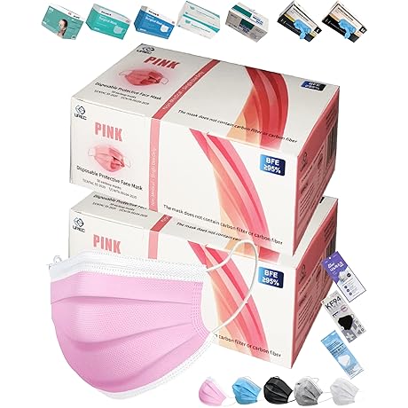 100PCS(2-Box) Light Pink Disposable Earloop Face Masks for Adults