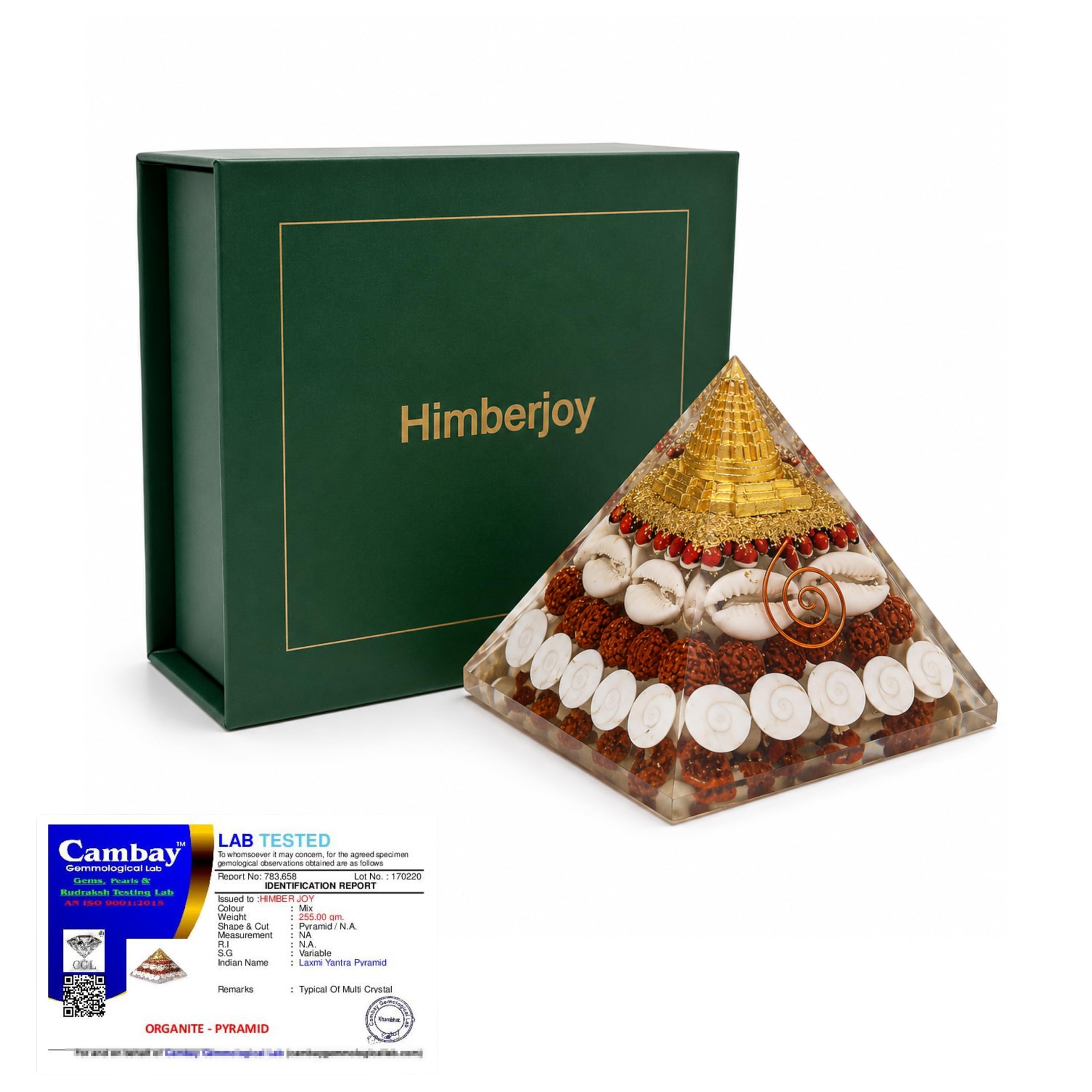 Lakshmi Pyramid for Wealth & Prosperity with Gomati Chakra & Rudraksha | Crystal Pyramid Vastu for Home Entrance | Positive Energy Feng Shui Decor | Money Magnet Wealth Laxmi Orgonite Pyramid
