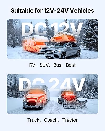 Miniatura 6 de VEVOR Calentador de aire diésel, 8 kW DC12-24V, calentador de estacionamiento diésel de calentamiento rápido con control remoto e interruptor LCD