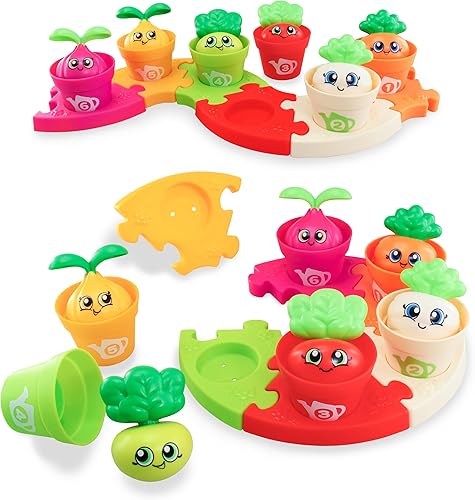 HAP-P-KID Puzzle N' Plant Macetas, juguetes educativos y de aprendizaje Montessori, tazas apilables de anidación, juegos educativos de clasificación