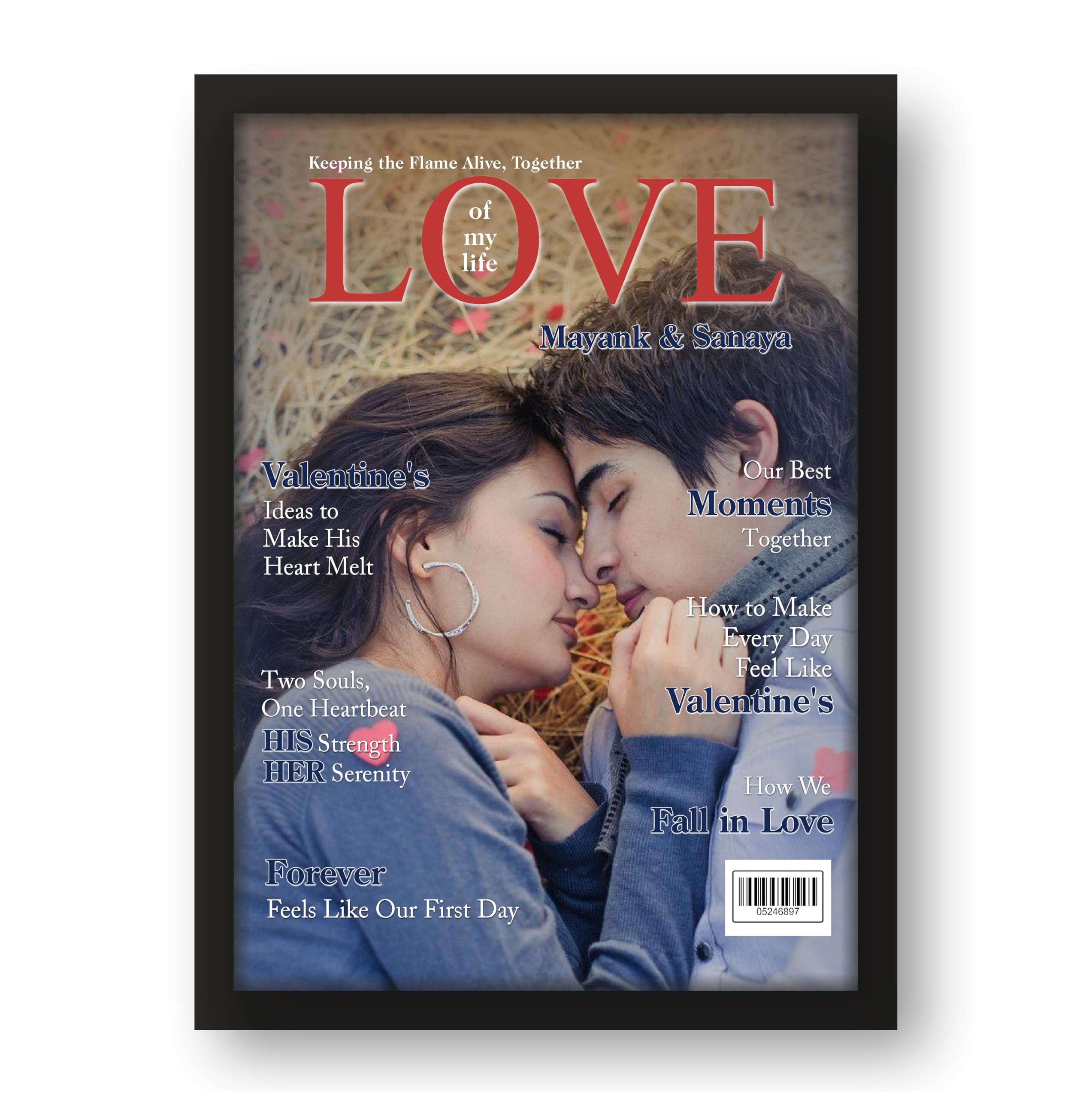 Personalized Valentine’s Gift Romantic Magazine Cover Frame 9.25 x… – view 2