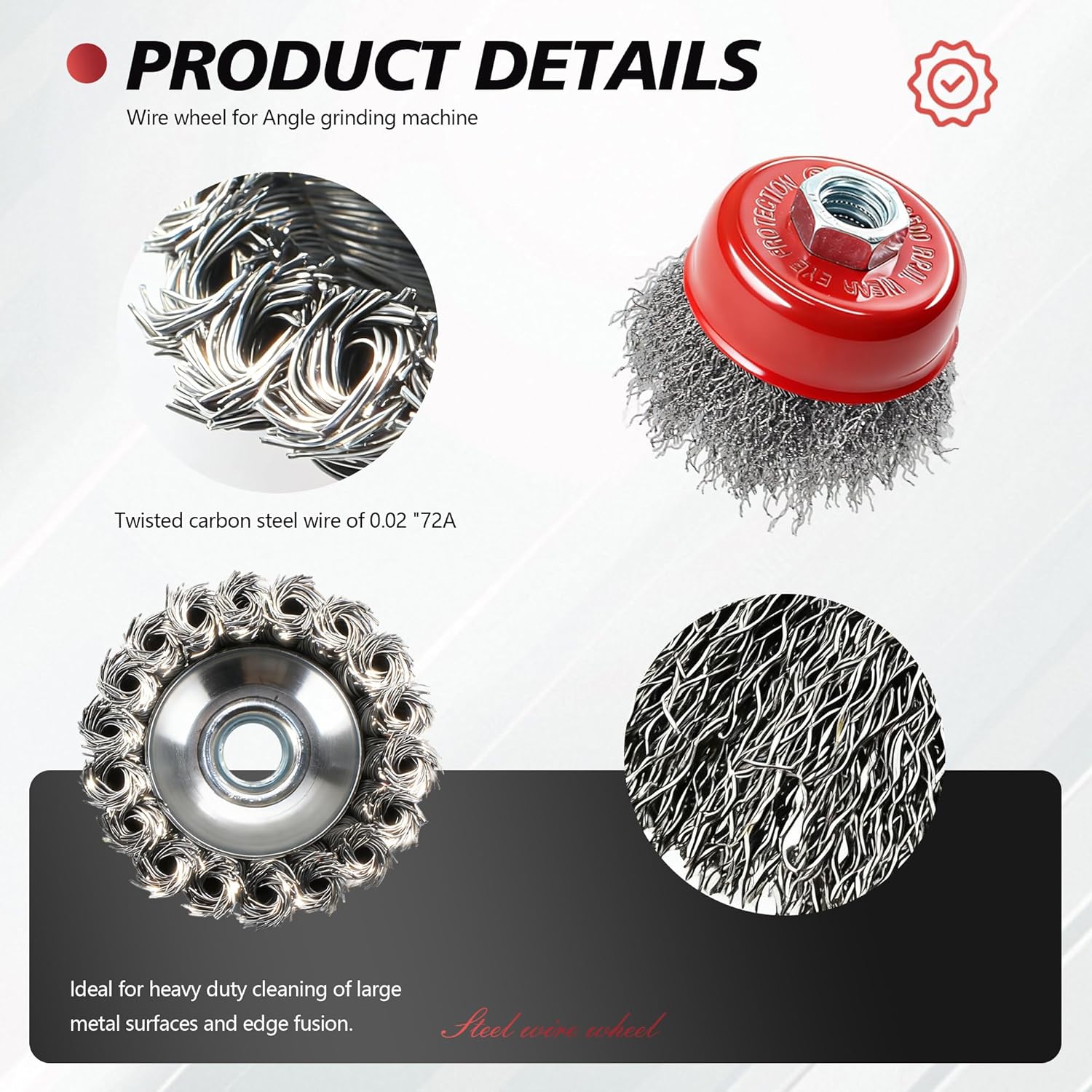 24 Pack Wire Wheel Brush Set 12Pcs 4-1/2” Wheel Brush 12Pcs 3” Cup Brushes for 4-1/2” Angle Grinder with 5/8 Inch-11 Threaded Arbor Carbon Steel Wire Wheel for Heavy-Duty Conditioning Removing Rust