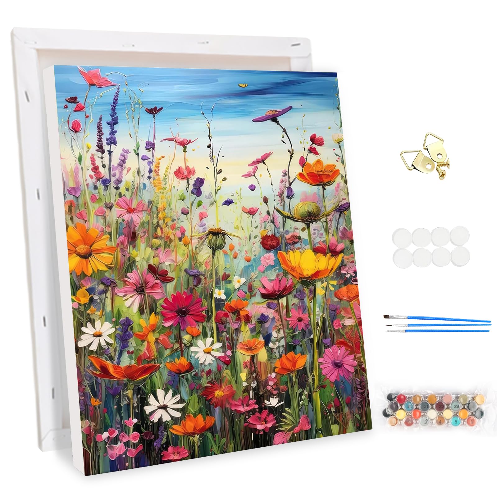 MEIYUDA Pintar por Numeros Adultos con Marco Inflorescencia, Cuadros por Numeros Pigmento Acrílico Flor, DIY Pintura por Numeros Kit Manualidades, Decoración para el Hogar Regalo de pared 30x40cm