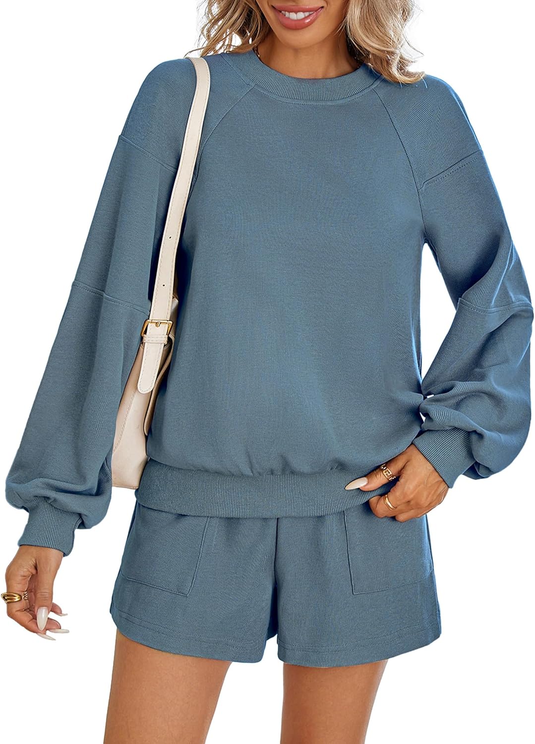 Women's 2 Piece Lounge Matching Sets Sweat Shorts Sweatshirt Tops Sweatsuit Track Suit Pajama Set Fashion Fall Clothes - Image 3