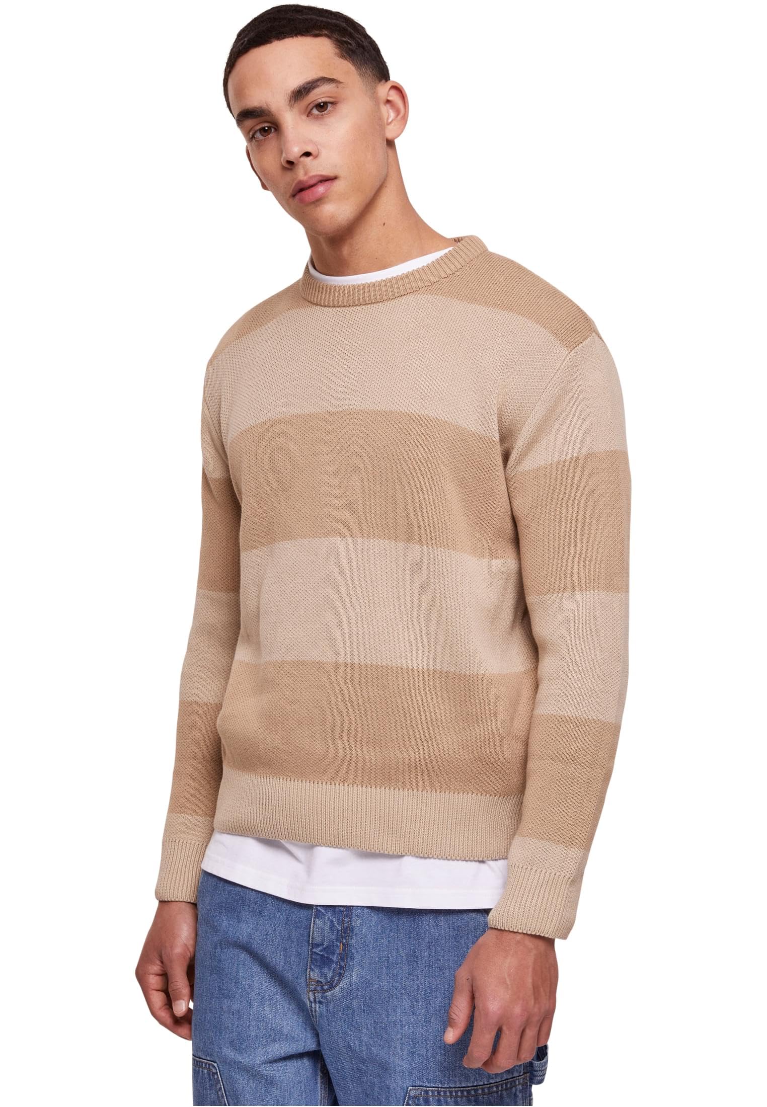 Urban Classics Men's Warmsand/Wetsand Heavy Oversized Striped Sweatshirt Sweatshirt,