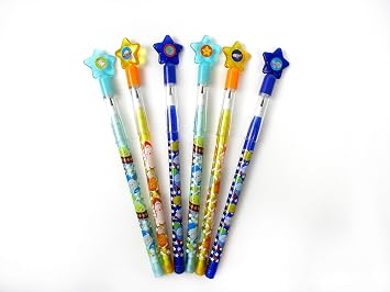 TINYMILLS 24 Pcs Outer Space Rocket Multi Point Stackable Push Pencil Assortment with Eraser for Space Birthday Party Favor Prize Carnival Goodie Bag Stuffers Classroom Rewards
