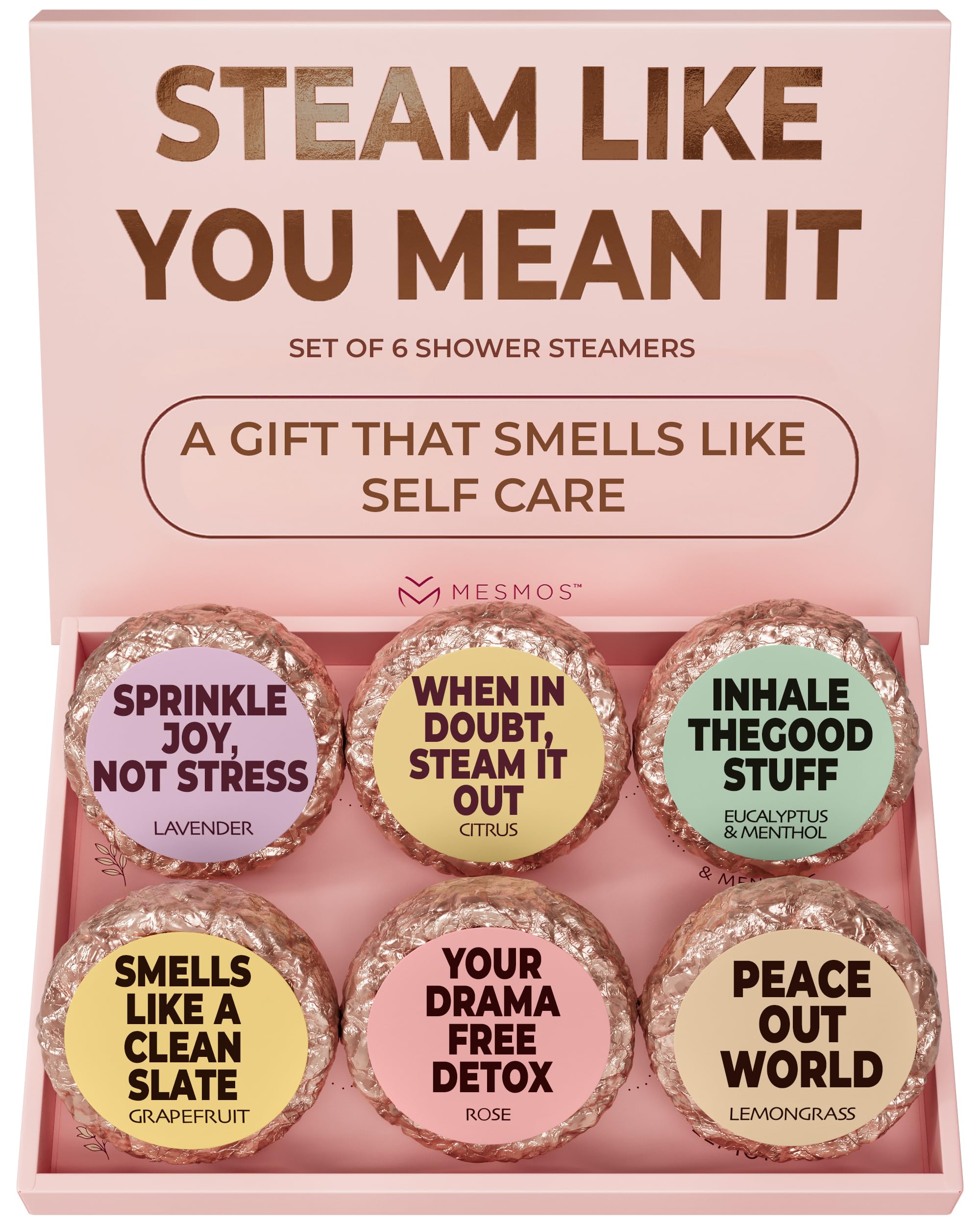 MESMOS 6 Assorted Shower Steamers Aromatherapy, Self Care Gifts for Women, Stress Relief Relaxation Spa Gifts, Spa Day Essentials Accessories, Self