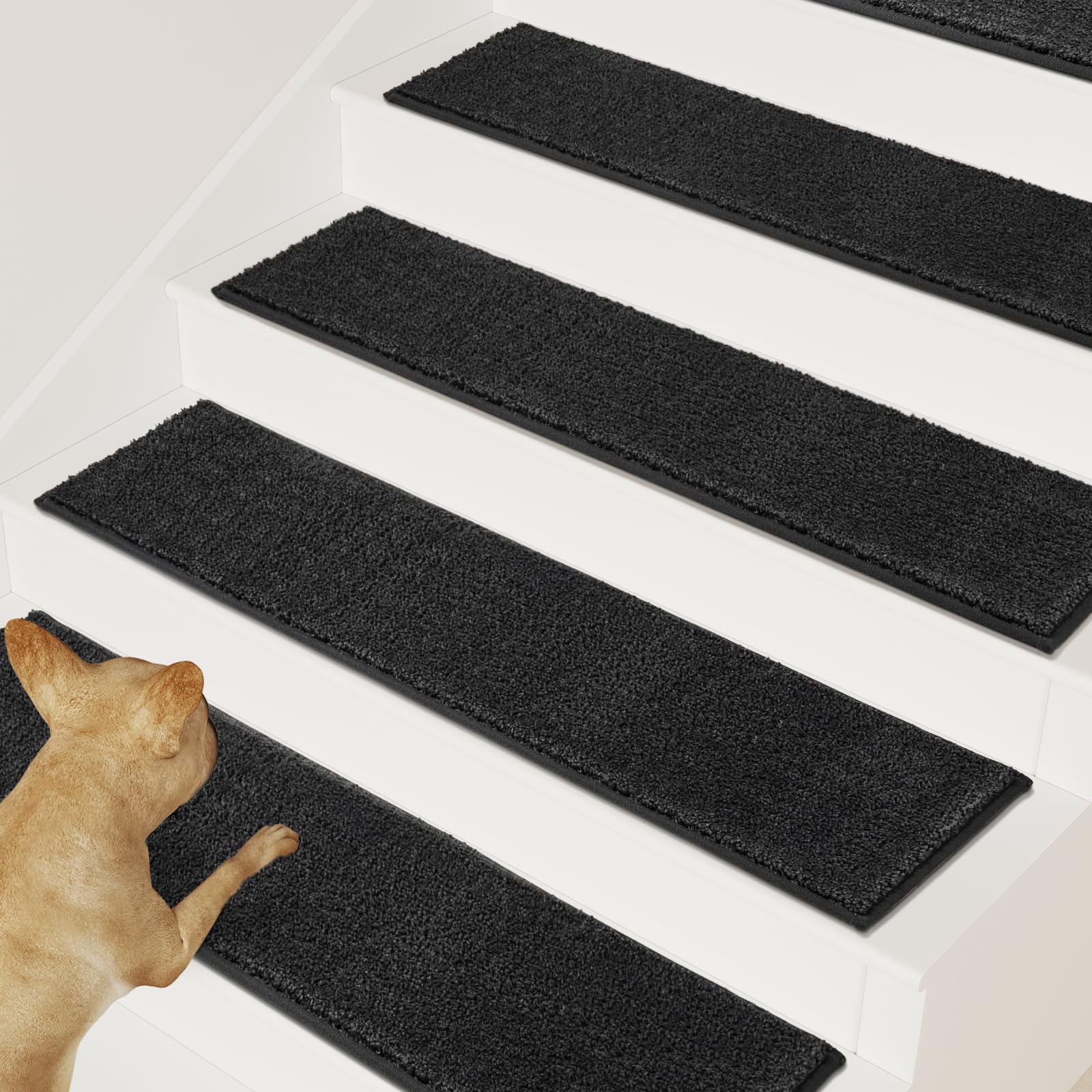 Stick To Rug PURRUGS Peel & Stick Self-Adhesive Carpet Stair Treads 8
