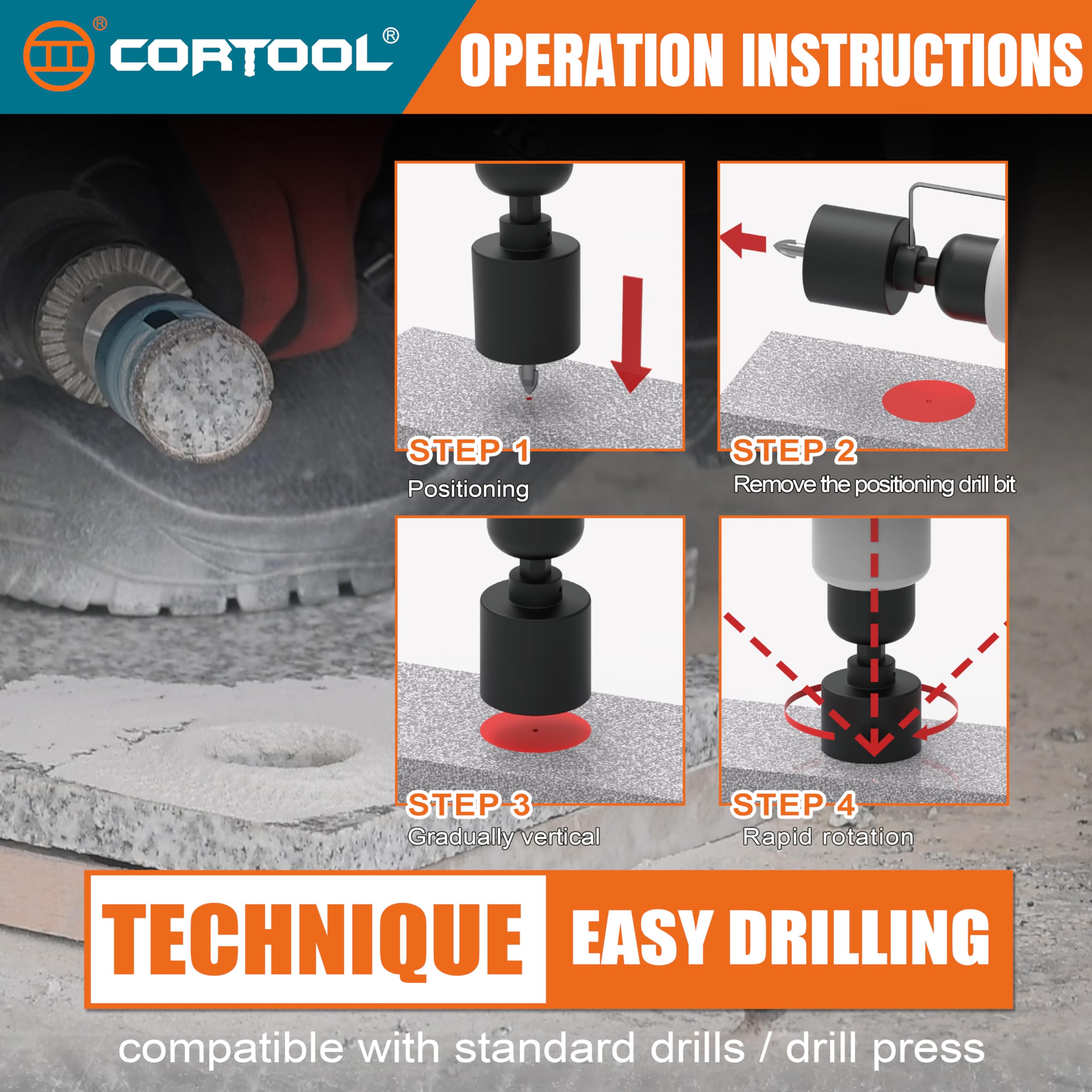 4" Diamond Hole Saw - Cuts Tile, Stone & More -3
