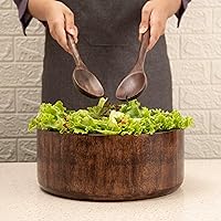 Vista 4 de Luxe Designs Juego de Tazón de Ensalada de Madera Quemada Oscura de 12" con Utensilios para Servir Ecológico, Tazón Multiusos para Mezclar y Servir