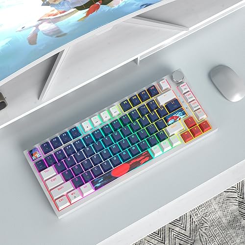 Miniatura 8 de Teclado mecánico 75% para juegos, teclado de montaje en junta con cable, 82 teclas, teclado intercambiable en caliente, perilla retroiluminada RGB,