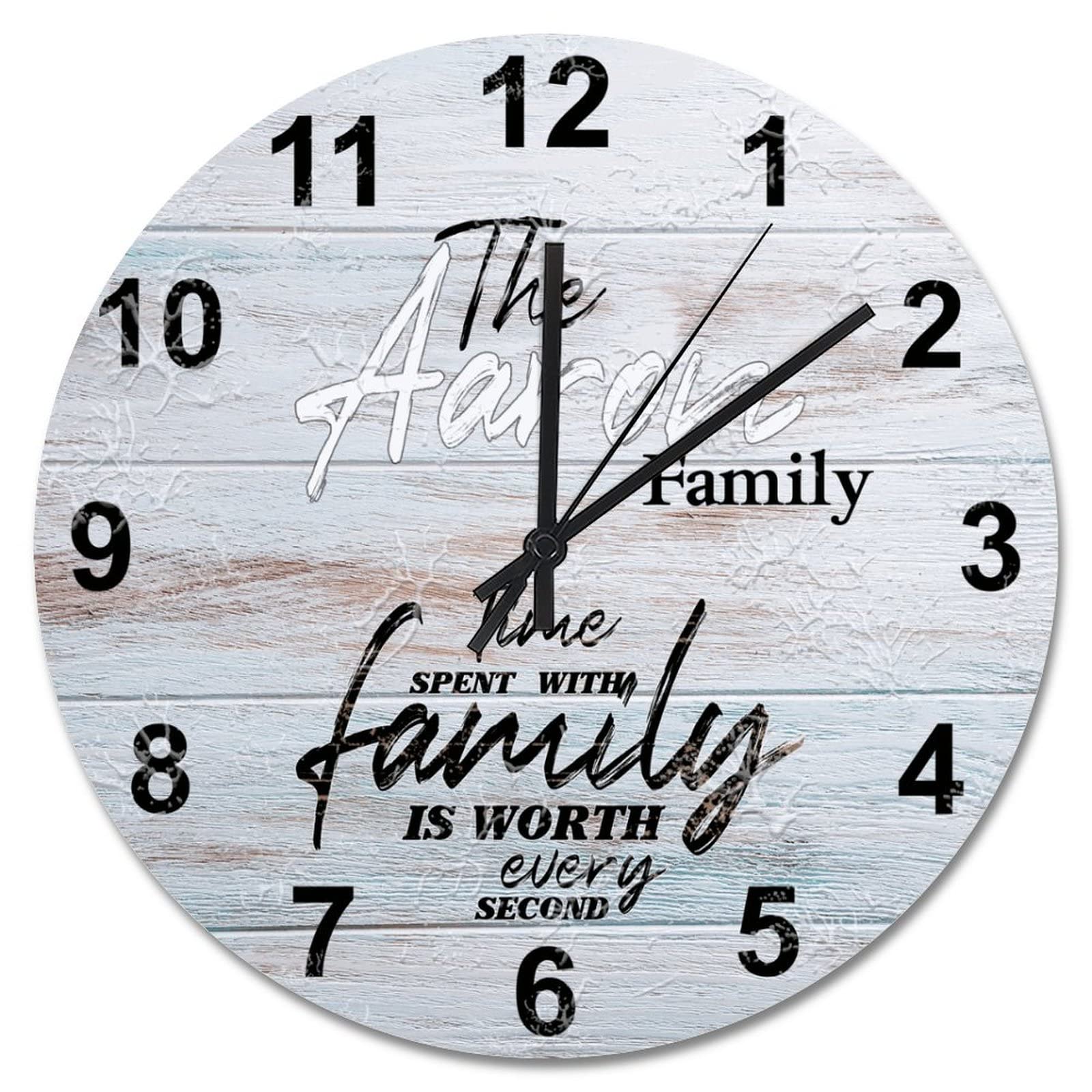Horloge murale 38 cm en bois style retro pour une deco de maison authentique sur piles