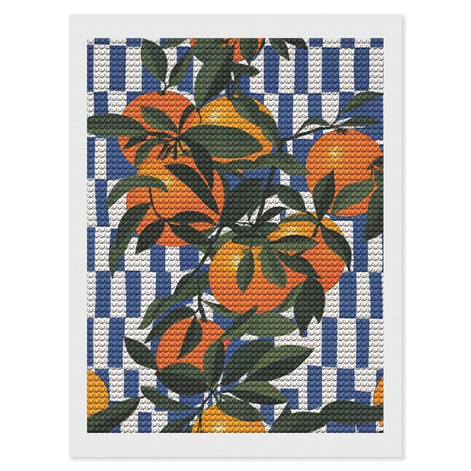 Junmoney Italian Watercolor Oranges Diamond Art Kit 12"x16", Bedroom Decor, Adhesive Canvas, Full Kit Included, Thoughtful Present, Birthday Gift