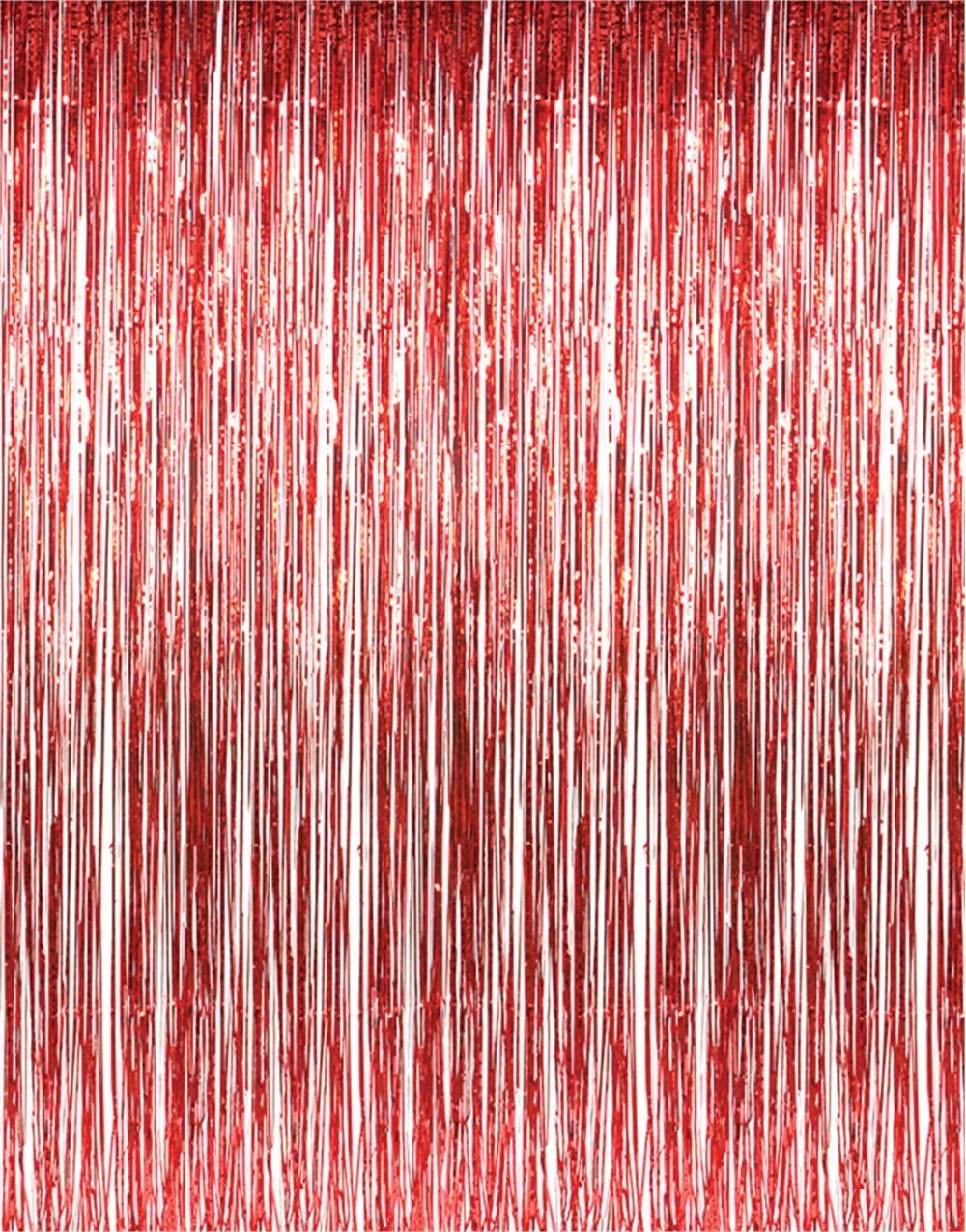 métallique Shimmery Red Foil Fringe Rideaux 3 Pieds X 8 Pieds Décoration de fête Pkg of 1 Rouge métallique